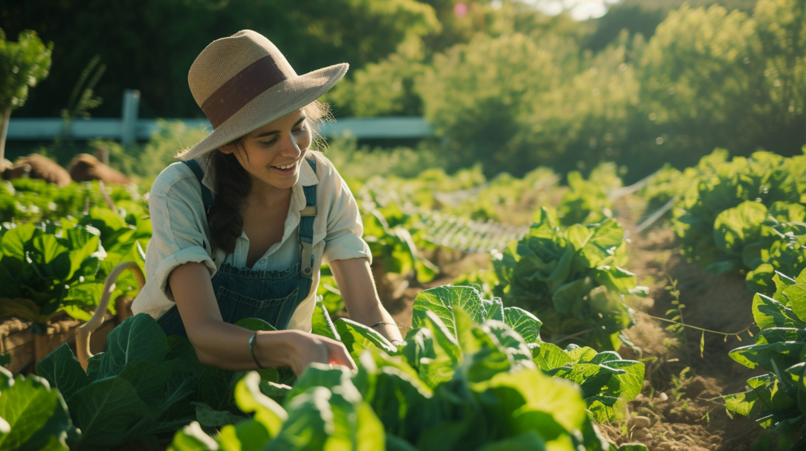 Manos cultivando en huerto orgánico